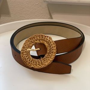 Steve Madden Cognac Belt with Woven Buckle - Size: L